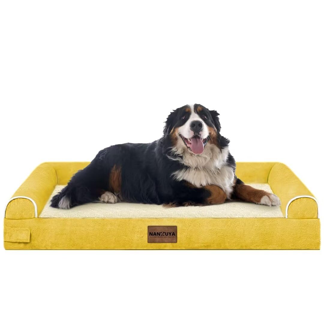 Large Dog Bed Orthopedic Washable: Beds Bolster XL Bed Large Big Dogs Memory Foam Couch Sofa Waterproof with Removable Cover