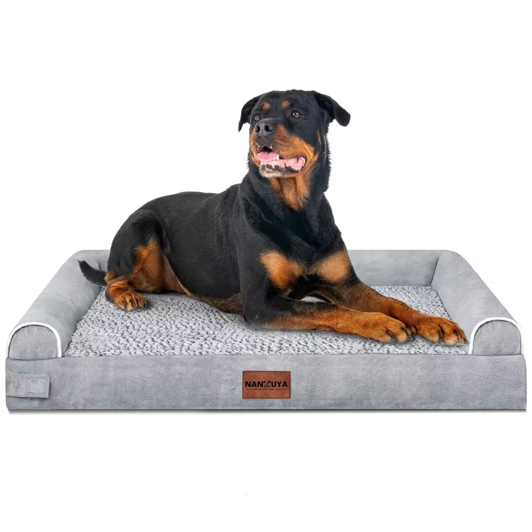 Large Dog Bed Orthopedic Washable: Beds Bolster XL Bed Large Big Dogs Memory Foam Couch Sofa Waterproof with Removable Cover