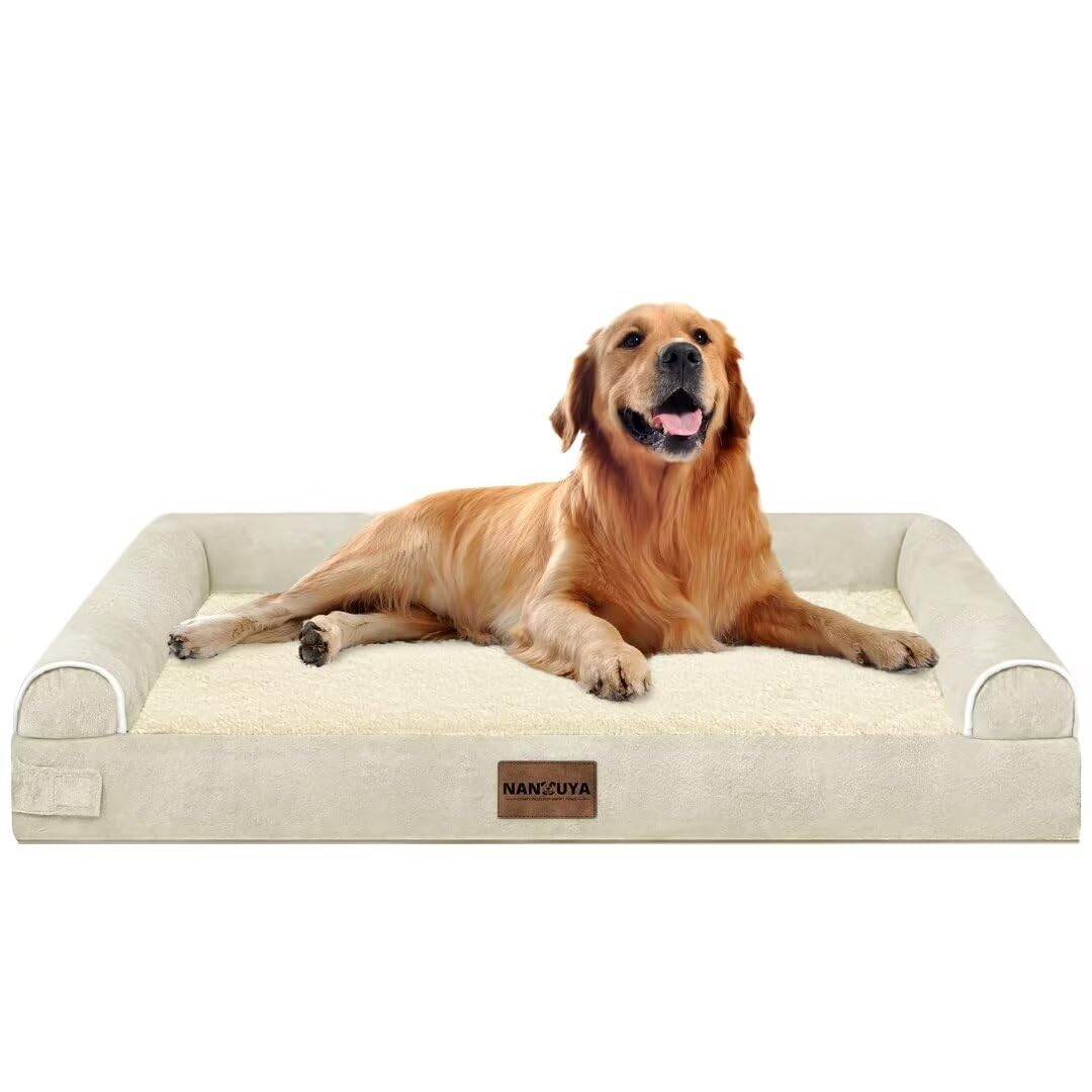 Large Dog Bed Orthopedic Washable: Beds Bolster XL Bed Large Big Dogs Memory Foam Couch Sofa Waterproof with Removable Cover